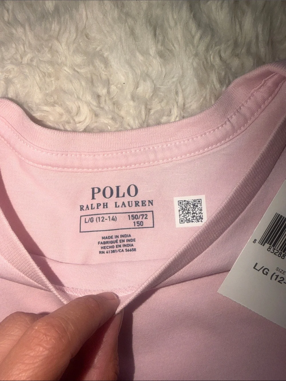 NWT - Ralph Lauren Kids Long-Sleeve Crewneck Top in Pale Pink L (12-14)